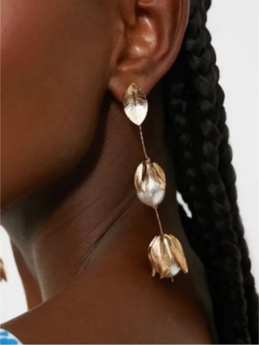 New! Gold Flower Bud Drop Earrings (2006) NWOT
